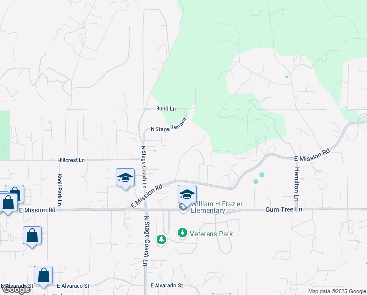 map of restaurants, bars, coffee shops, grocery stores, and more near 1850 Davis Drive in Fallbrook