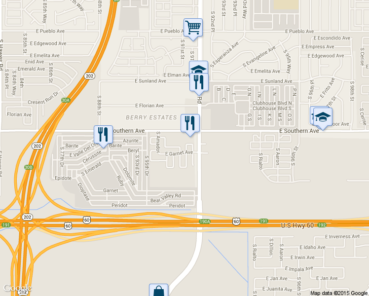 map of restaurants, bars, coffee shops, grocery stores, and more near 1306 South Loomis in Mesa