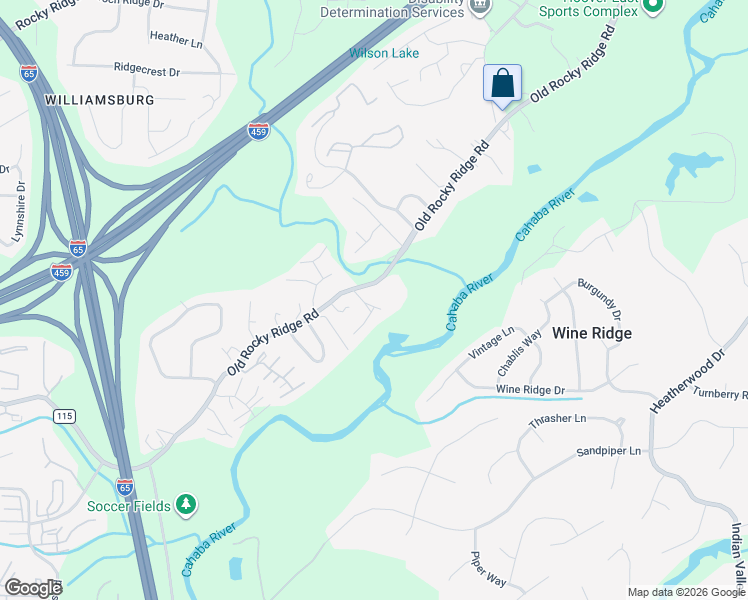 map of restaurants, bars, coffee shops, grocery stores, and more near 602 Old Rocky Ridge Lane in Vestavia Hills