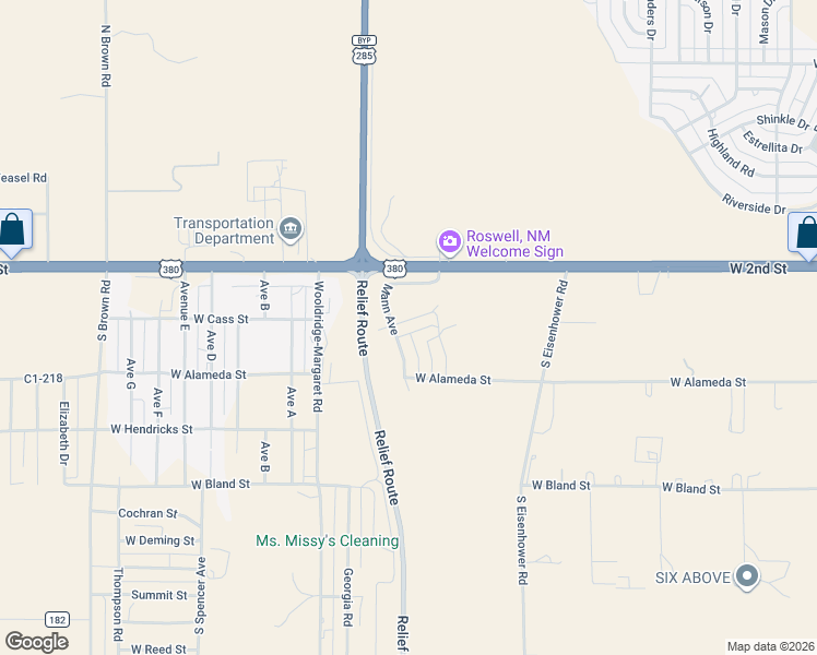 map of restaurants, bars, coffee shops, grocery stores, and more near 205 Mann Avenue in Roswell