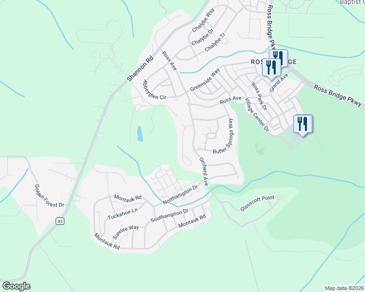 map of restaurants, bars, coffee shops, grocery stores, and more near 2347-2351 Freestone Ridge Cove in Hoover