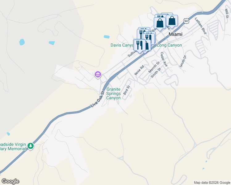 map of restaurants, bars, coffee shops, grocery stores, and more near 174 South Apache Avenue in Miami