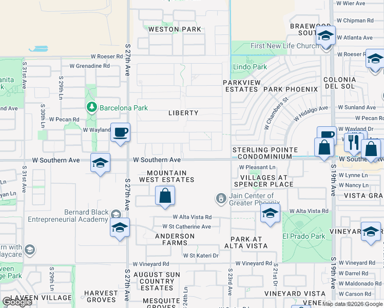map of restaurants, bars, coffee shops, grocery stores, and more near in Phoenix