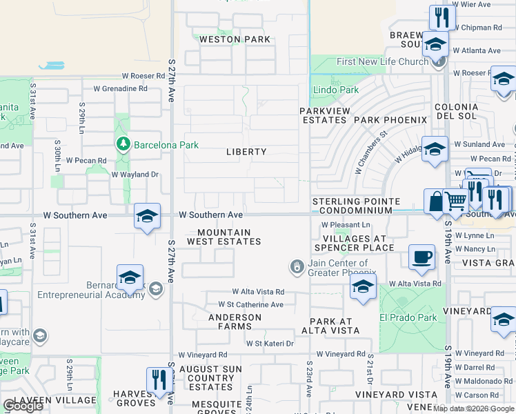 map of restaurants, bars, coffee shops, grocery stores, and more near in Phoenix