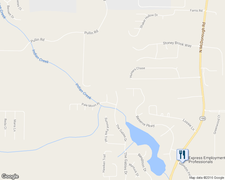 map of restaurants, bars, coffee shops, grocery stores, and more near 463 The Gables Drive in McDonough