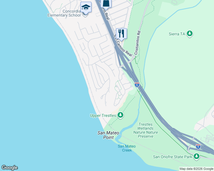 map of restaurants, bars, coffee shops, grocery stores, and more near 4060 Calle Isabella in San Clemente