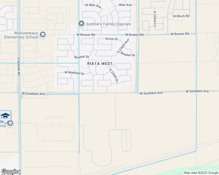 map of restaurants, bars, coffee shops, grocery stores, and more near 23683 West Huntington Drive in Buckeye