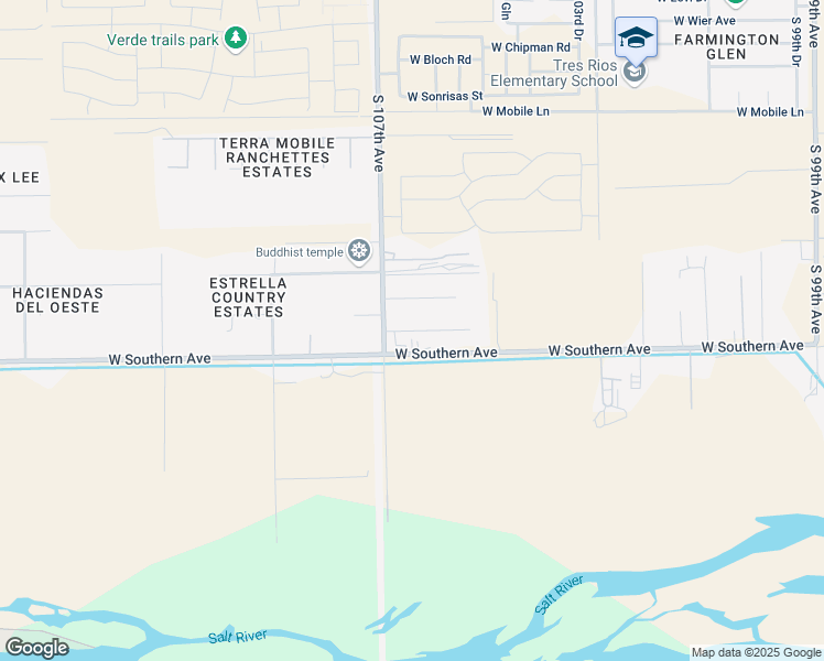 map of restaurants, bars, coffee shops, grocery stores, and more near 10632 West Huntington Drive in Tolleson