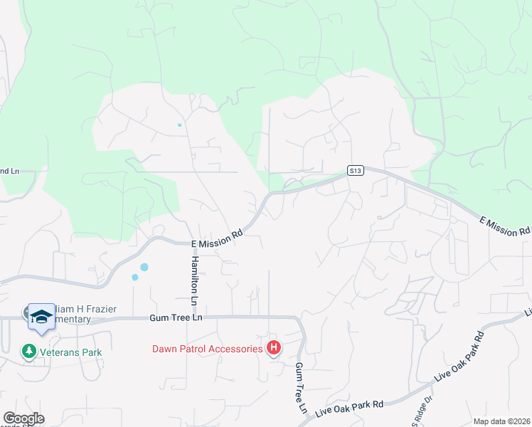 map of restaurants, bars, coffee shops, grocery stores, and more near 2469 East Mission Road in Fallbrook