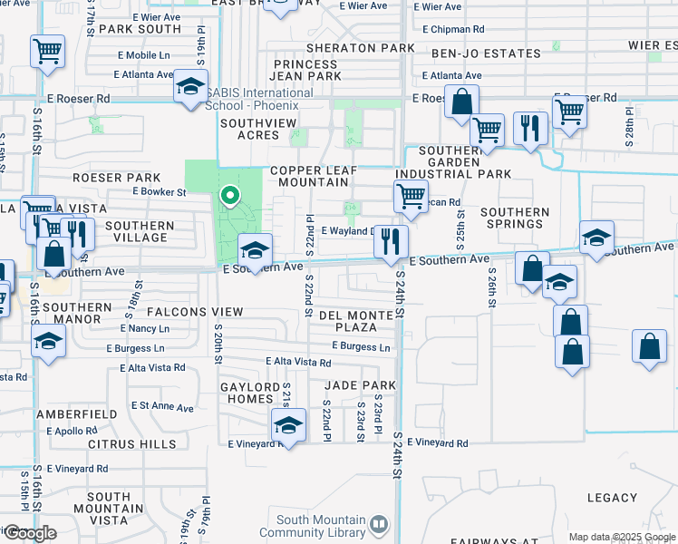 map of restaurants, bars, coffee shops, grocery stores, and more near 2233 East Huntington Drive in Phoenix