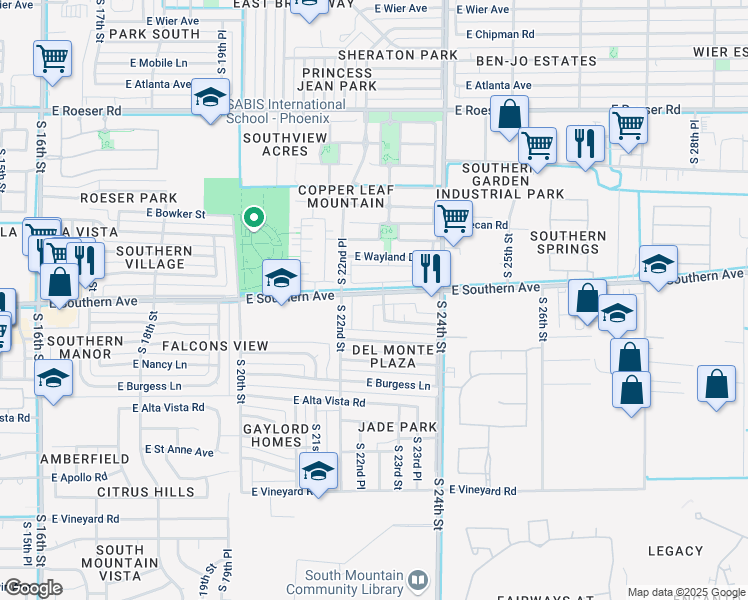 map of restaurants, bars, coffee shops, grocery stores, and more near 2233 East Huntington Drive in Phoenix