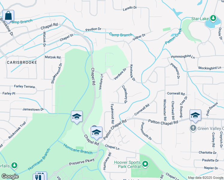 map of restaurants, bars, coffee shops, grocery stores, and more near 1620 Moss Rock Road in Hoover