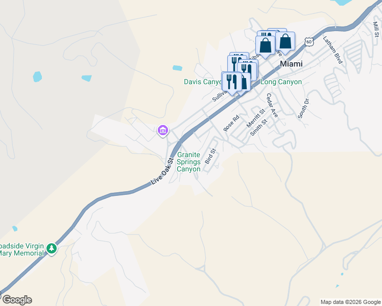 map of restaurants, bars, coffee shops, grocery stores, and more near 174 South Apache Avenue in Miami