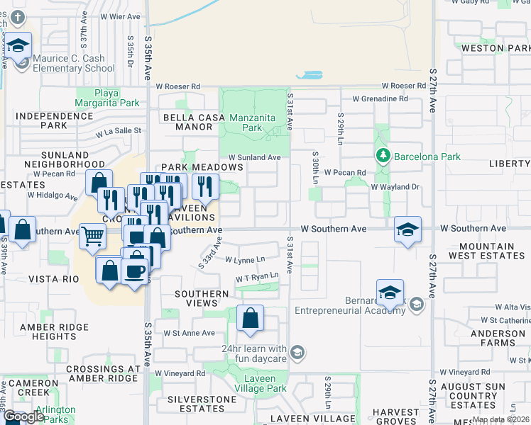 map of restaurants, bars, coffee shops, grocery stores, and more near 3134 West Huntington Drive in Phoenix