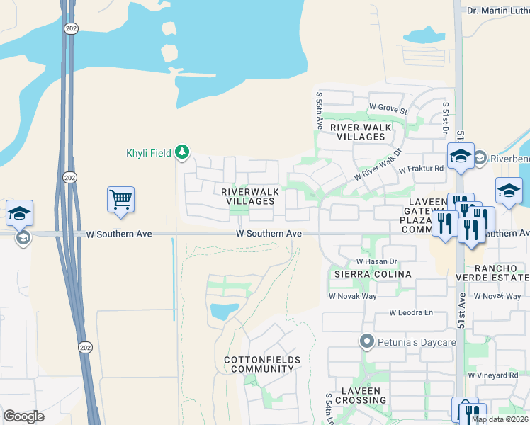 map of restaurants, bars, coffee shops, grocery stores, and more near 5635 West Huntington Drive in Phoenix
