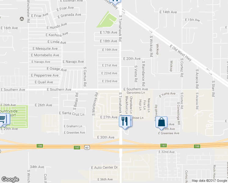map of restaurants, bars, coffee shops, grocery stores, and more near in Apache Junction