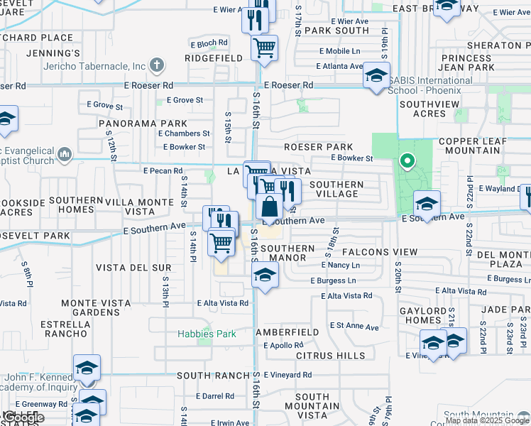 map of restaurants, bars, coffee shops, grocery stores, and more near in Phoenix