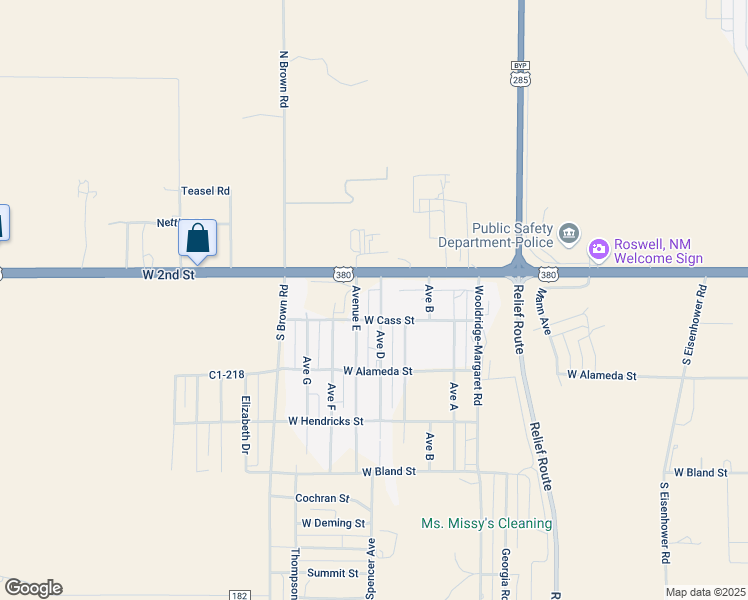 map of restaurants, bars, coffee shops, grocery stores, and more near 101-199 Avenue D in Roswell
