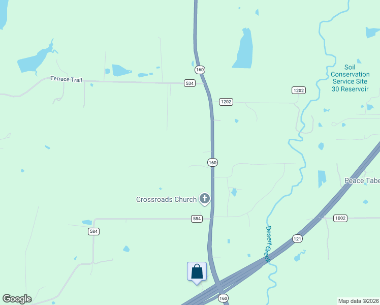 map of restaurants, bars, coffee shops, grocery stores, and more near 16125 Texas 160 in Blue Ridge