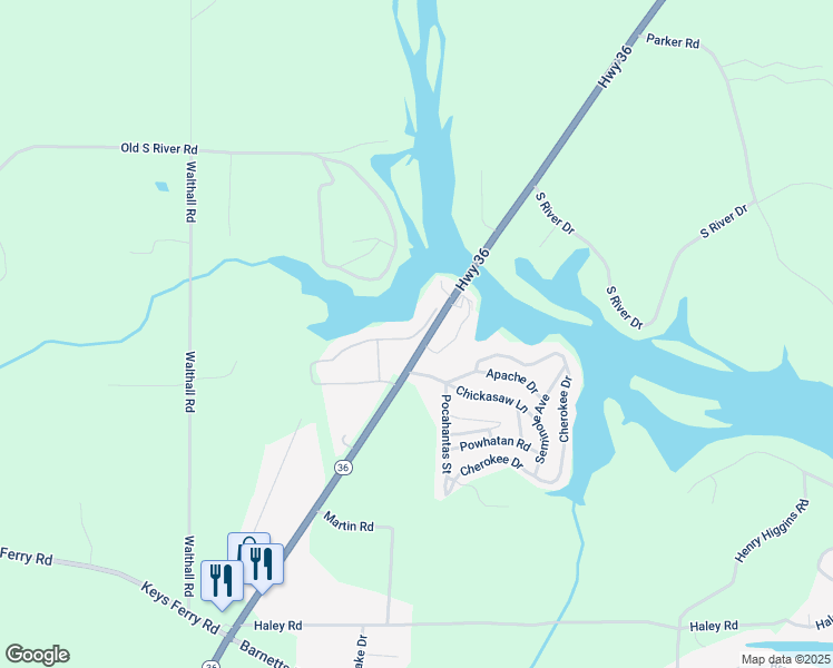 map of restaurants, bars, coffee shops, grocery stores, and more near 136 Elizabeth Circle in Jackson