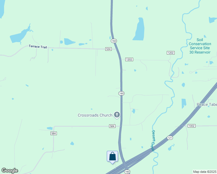 map of restaurants, bars, coffee shops, grocery stores, and more near 16125 Texas 160 in Blue Ridge