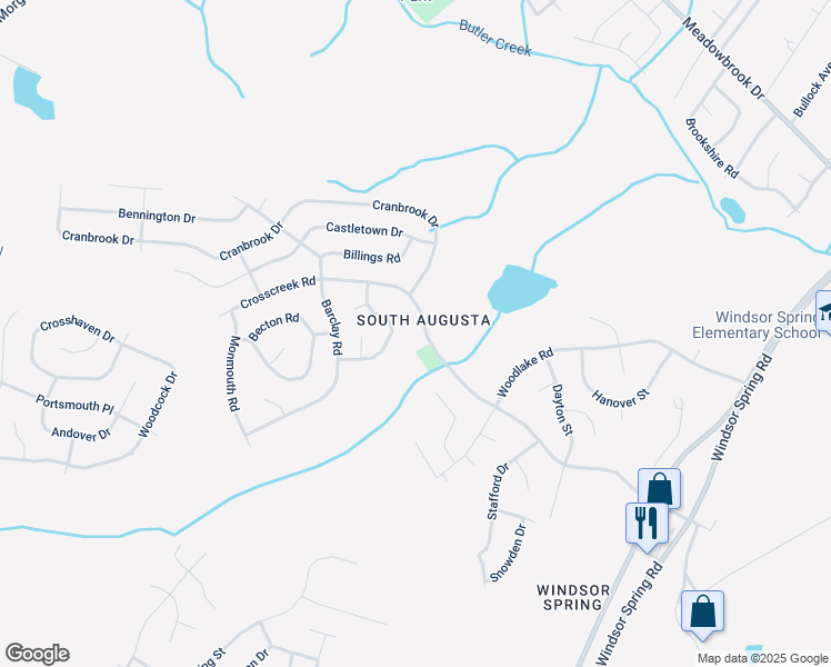 map of restaurants, bars, coffee shops, grocery stores, and more near 3518 Edmonton Street in Hephzibah