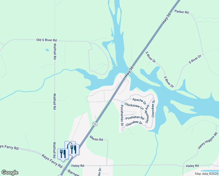 map of restaurants, bars, coffee shops, grocery stores, and more near 120 Elizabeth Circle in Jackson