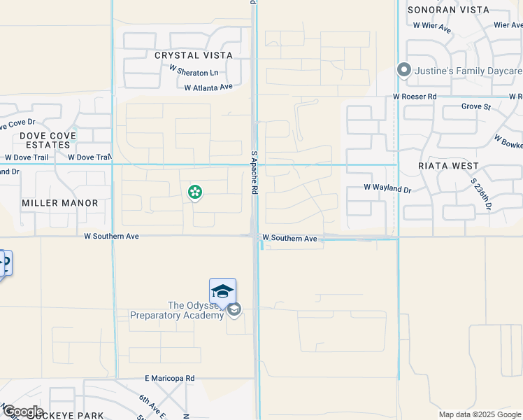 map of restaurants, bars, coffee shops, grocery stores, and more near 5617-5801 South Apache Road in Buckeye