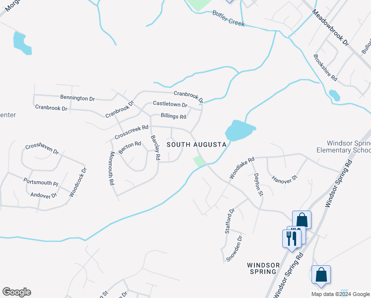 map of restaurants, bars, coffee shops, grocery stores, and more near 3514 Edmonton Street in Hephzibah