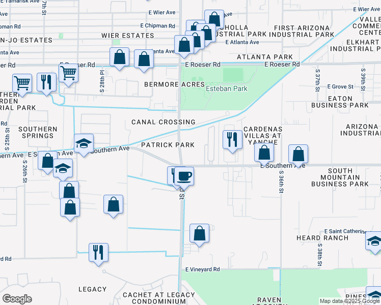 map of restaurants, bars, coffee shops, grocery stores, and more near in Phoenix