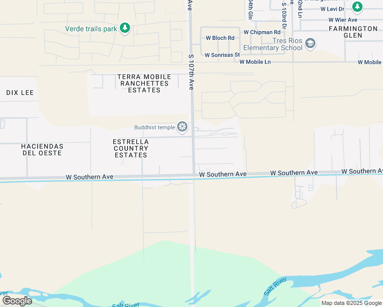 map of restaurants, bars, coffee shops, grocery stores, and more near 10632 West Huntington Drive in Tolleson
