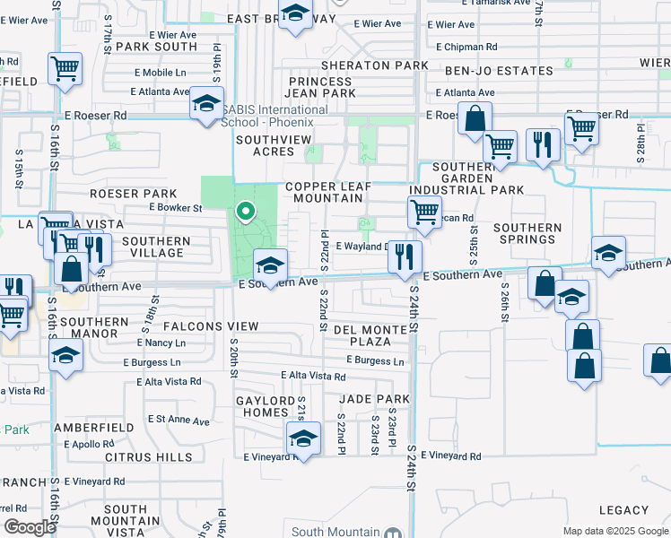 map of restaurants, bars, coffee shops, grocery stores, and more near 2233 East Huntington Drive in Phoenix