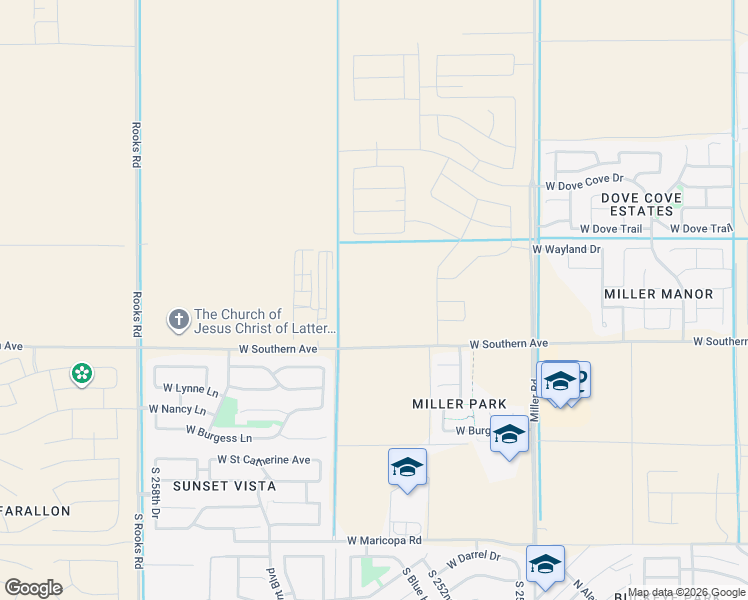 map of restaurants, bars, coffee shops, grocery stores, and more near 25516 West Southern Avenue in Buckeye