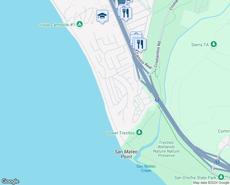 map of restaurants, bars, coffee shops, grocery stores, and more near 4024 Calle Louisa in San Clemente