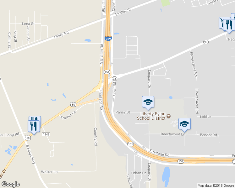 map of restaurants, bars, coffee shops, grocery stores, and more near 2807 Chelf Road in Texarkana