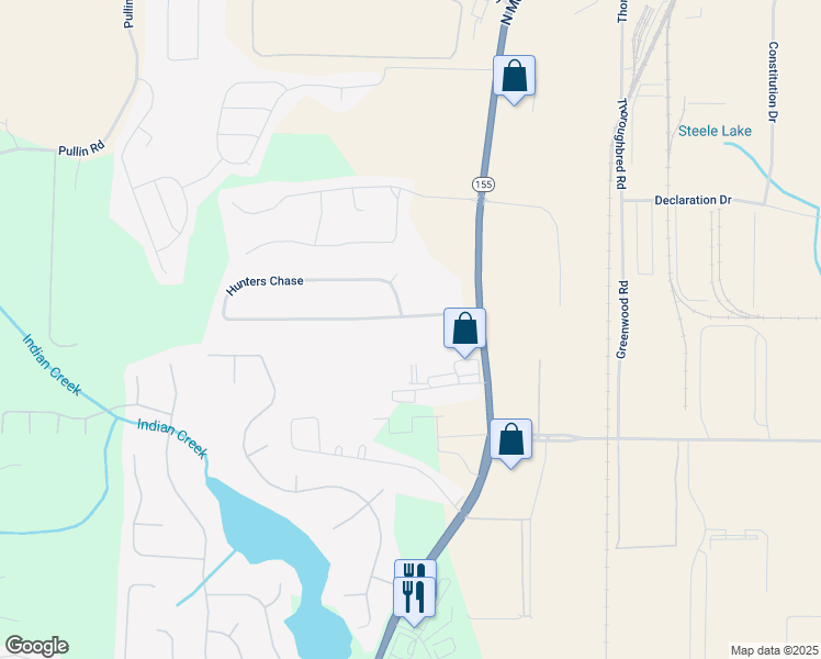 map of restaurants, bars, coffee shops, grocery stores, and more near 105 Hunters Chase in McDonough