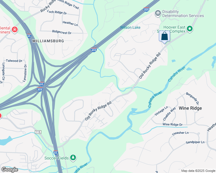 map of restaurants, bars, coffee shops, grocery stores, and more near 2419 Richelieu Lane in Hoover
