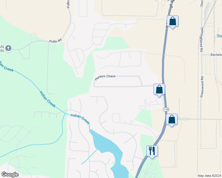 map of restaurants, bars, coffee shops, grocery stores, and more near 161 Hunters Chase in McDonough