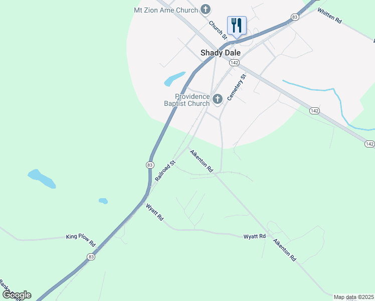 map of restaurants, bars, coffee shops, grocery stores, and more near 0 Aikenton Road in Monticello