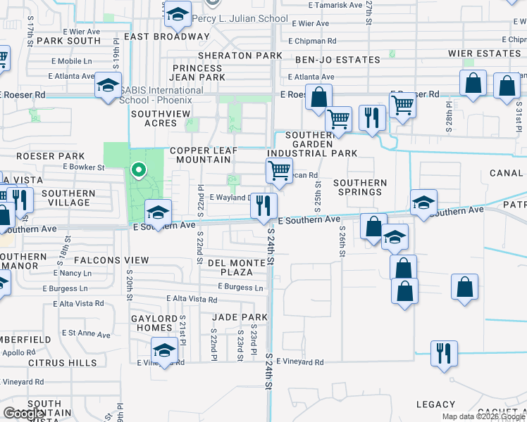 map of restaurants, bars, coffee shops, grocery stores, and more near in Phoenix