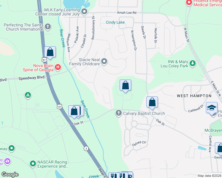 map of restaurants, bars, coffee shops, grocery stores, and more near 1120 Oak Hollow Lane in Hampton
