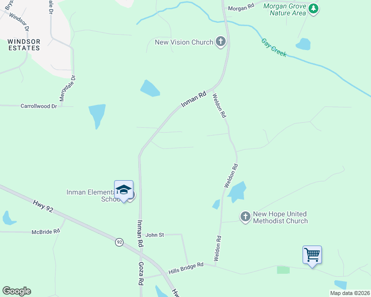map of restaurants, bars, coffee shops, grocery stores, and more near 616 Inman Road in Fayetteville