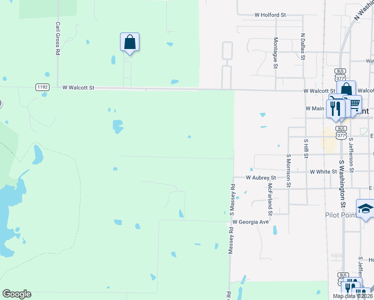 map of restaurants, bars, coffee shops, grocery stores, and more near 9538 Wilson Road in Pilot Point