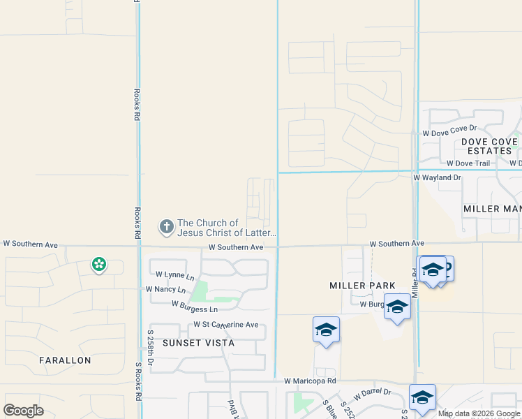 map of restaurants, bars, coffee shops, grocery stores, and more near 25514 West Southern Avenue in Buckeye