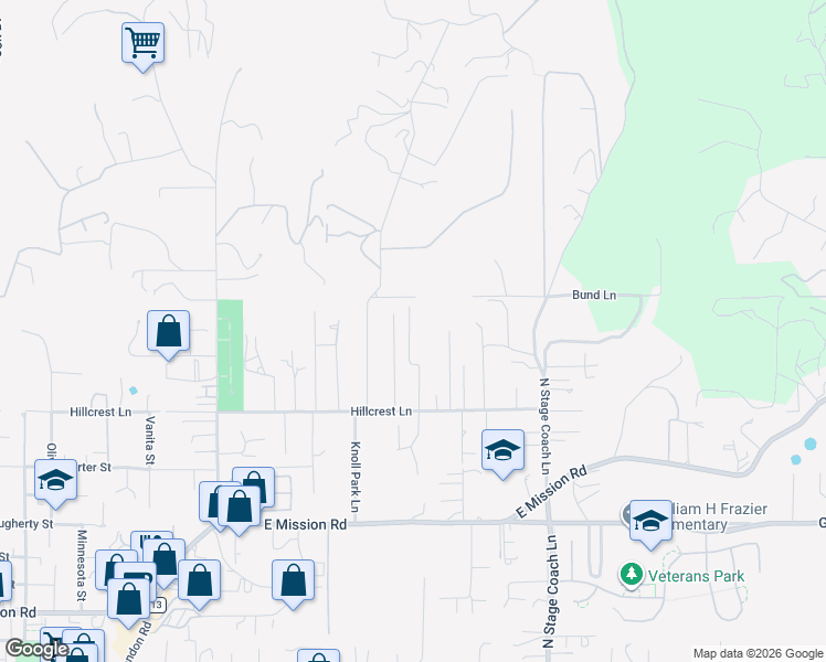 map of restaurants, bars, coffee shops, grocery stores, and more near 967 Via Hillview in Fallbrook