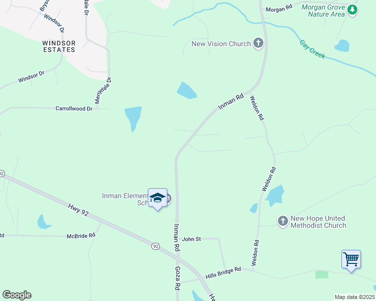 map of restaurants, bars, coffee shops, grocery stores, and more near 618 Inman Road in Fayetteville