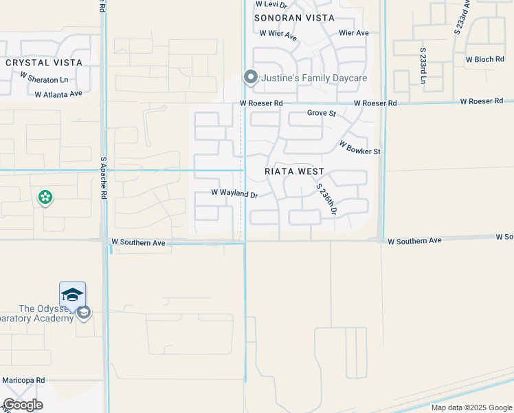 map of restaurants, bars, coffee shops, grocery stores, and more near 23852 West Hidalgo Avenue in Buckeye