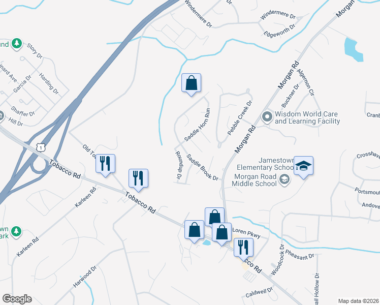 map of restaurants, bars, coffee shops, grocery stores, and more near 3322 Saddle Brook Drive in Hephzibah