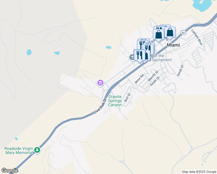 map of restaurants, bars, coffee shops, grocery stores, and more near Plaza Avenue in Miami