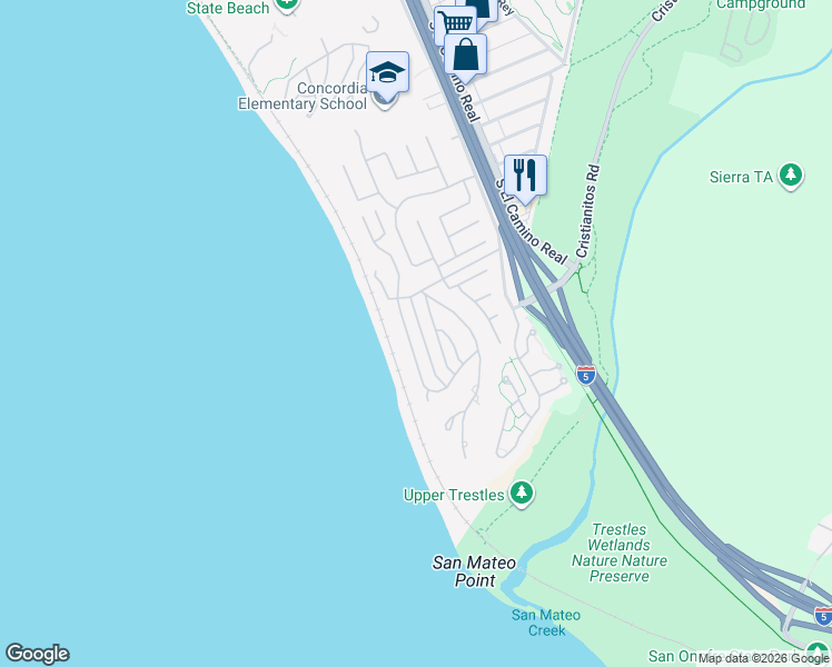 map of restaurants, bars, coffee shops, grocery stores, and more near 4016 Calle Marlena in San Clemente